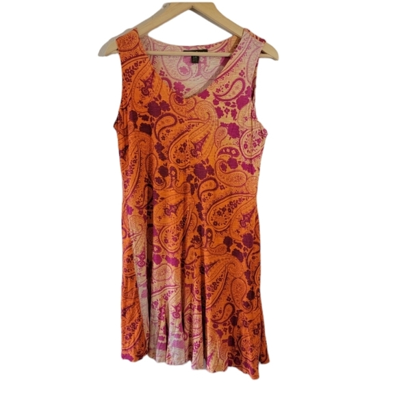 Tommy Bahama Orange Red Floral Paisley Beach Dress Sz L Sleeveless V-neck Casual - Picture 12 of 12